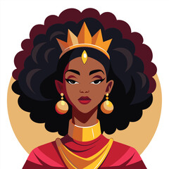 Elegant African Queen Illustration - Royal Portrait