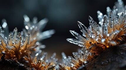 Delicate Crystal Formations Glistening With Dewdrops