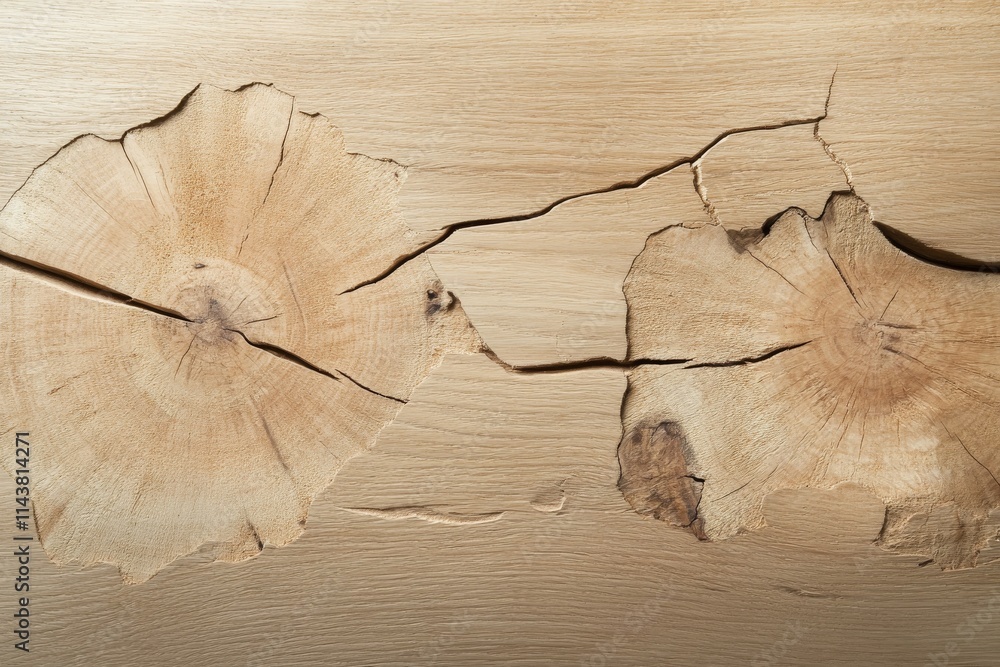 Poster close-up view of wooden surface displaying natural textures and cracks from aging over time in a war