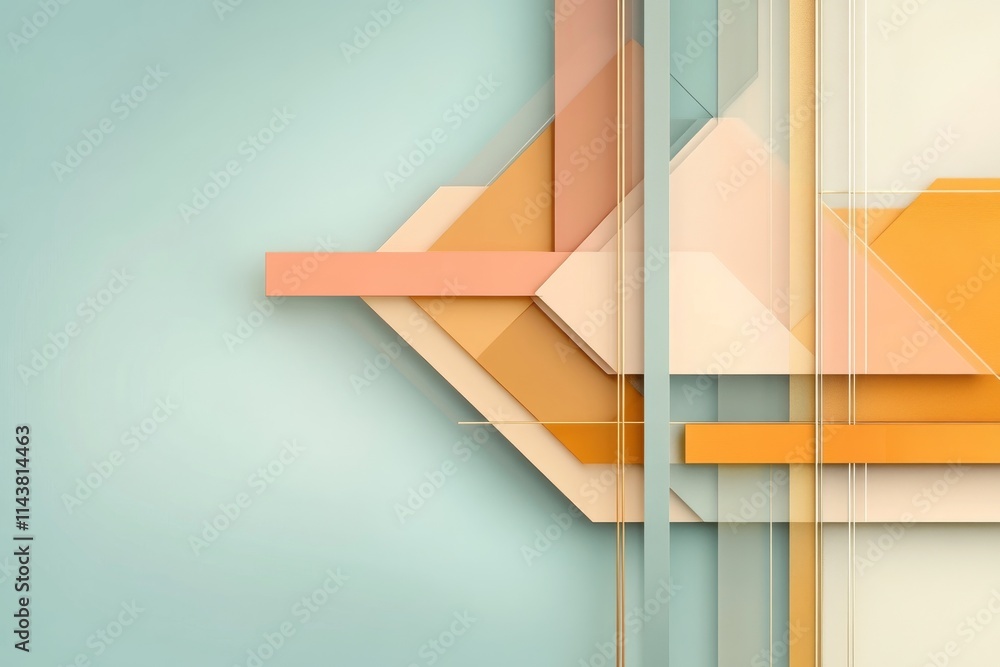 Poster abstract geometric shapes create a modern artistic display in soft pastel colors in a contemporary s