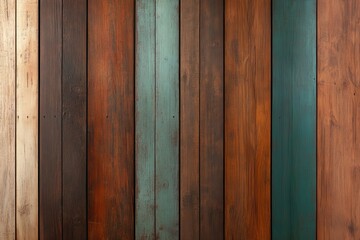 Wooden planks arranged in a variety of colors create a warm, rustic backdrop suitable for interior design projects