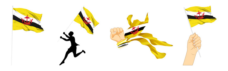 Vector illustration of Brunei flag composition on transparent background