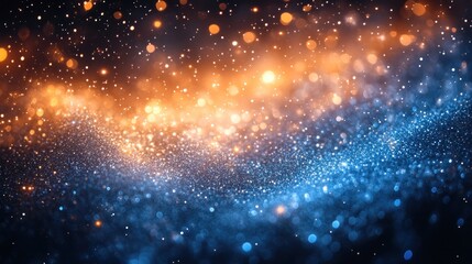 Naklejka premium Abstract blue and orange glitter bokeh background.