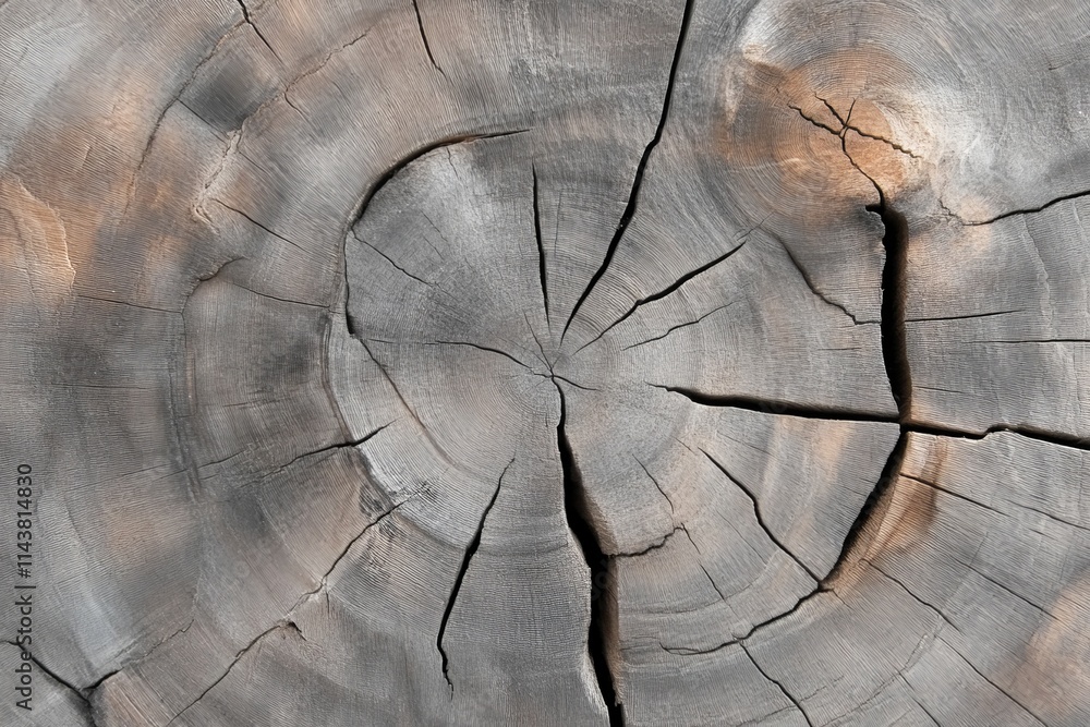 Poster close-up view of weathered tree rings showcasing unique textures and natural patterns