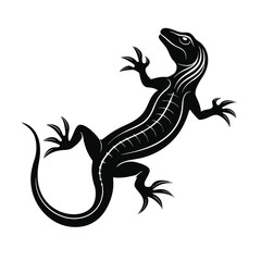 Lizard Silhouette in Black Vector Illustration
