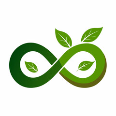 Infinity Symbol with Green Leaves Representing Sustainability and Eco-Friendly Concept