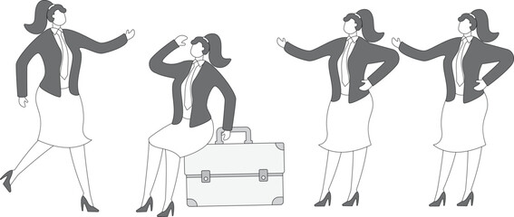 Three fingers pointing at scared businesswoman, businesswoman is blamed