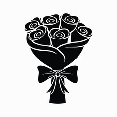 Vector graphic of a simple rose bouquet tied with ribbon