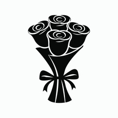 Vector graphic of a simple rose bouquet tied with ribbon