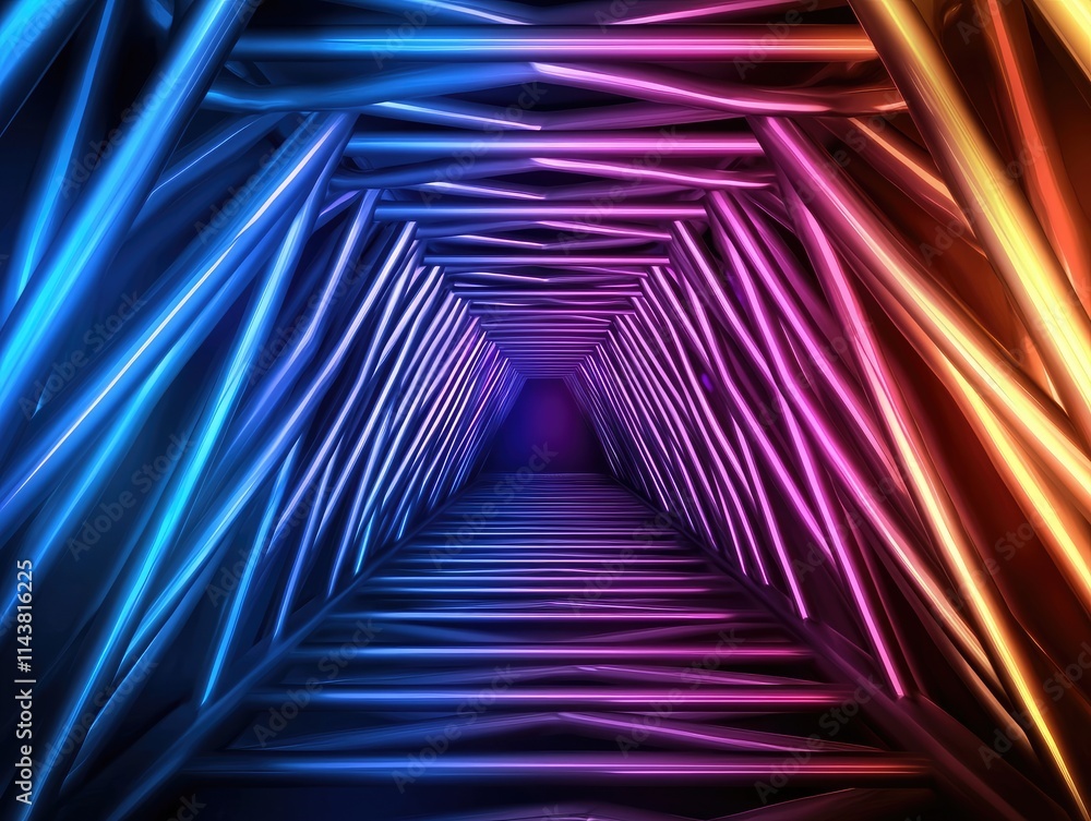 Aufkleber dynamic light tunnel displaying vibrant colors abstract environment digital art futuristic viewpoint