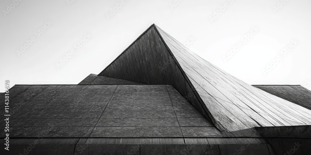 Aufkleber Triangular shapes in black and white create a striking contrast against the roof background, emphasizing the geometric design and adding depth to the overall composition of the image.