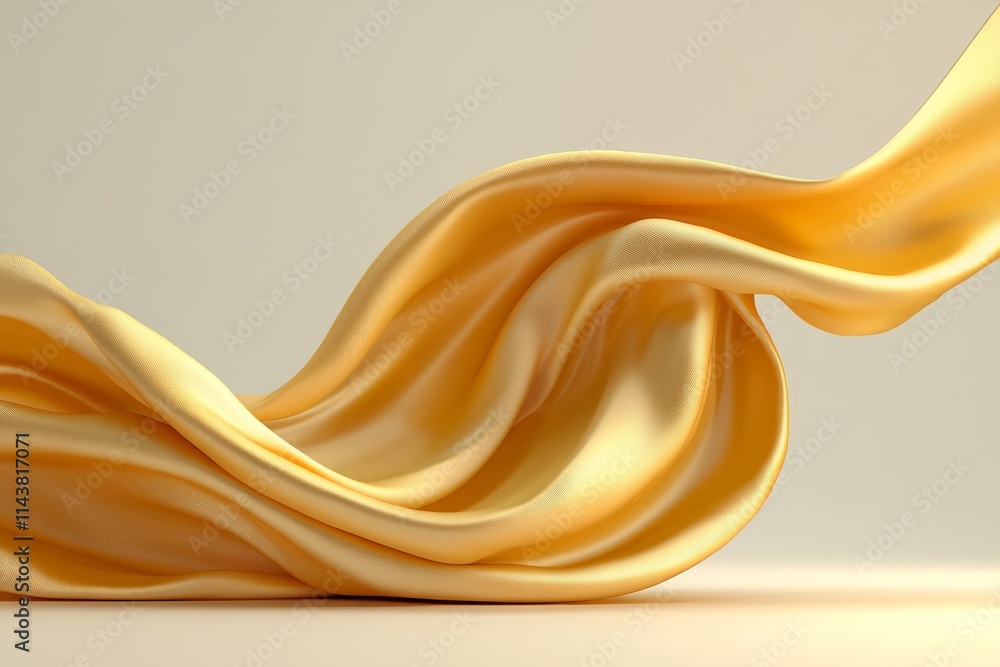 Aufkleber elegant golden fabric gracefully draped to showcase its smooth texture and fluid motion in a minimal