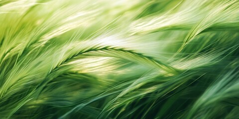 Obraz premium Image of softly blurred green grass that creates a serene ambiance. This vibrant green grass invites a sense of tranquility and calm, emphasizing the beauty of nature through its gentle hues.