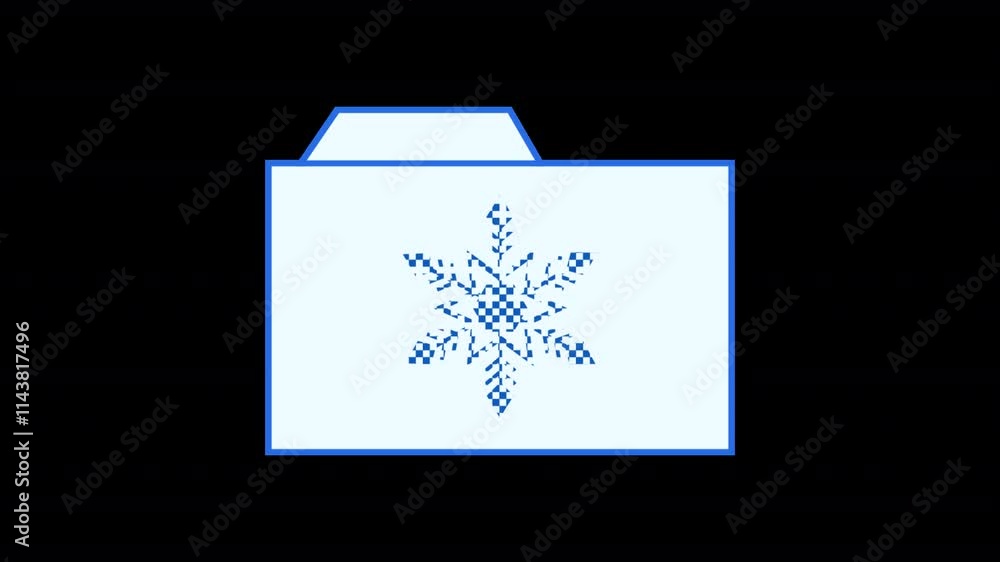 Poster animated y2k style document folder icon with ice effect. alpha channel
