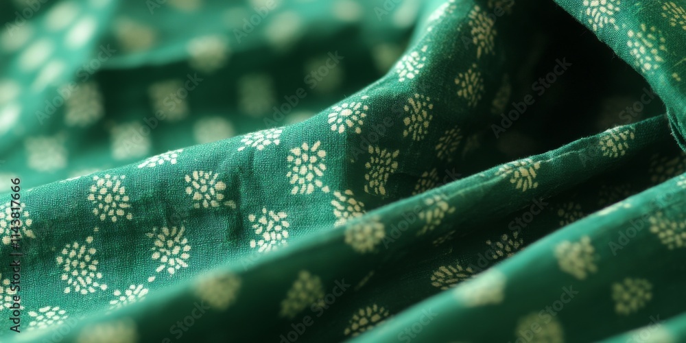 Aufkleber Retro vintage style fabric featuring a green flag pattern, showcasing the unique texture of the green flag design in a charming and nostalgic way for various creative projects.
