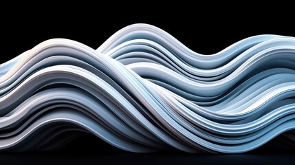 Flowing waves of white paper abstract art digital space creative environment surreal viewpoint modern concept
