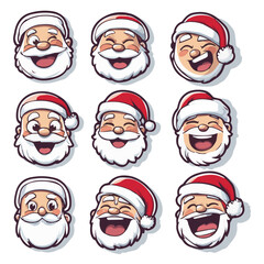  Vector sticker set of Cute Santa for christmas