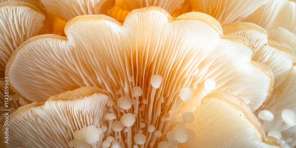 Aufkleber macro photo showcasing hericium erinaceus mushroom, also known as lion s mane mushroom, with a capti