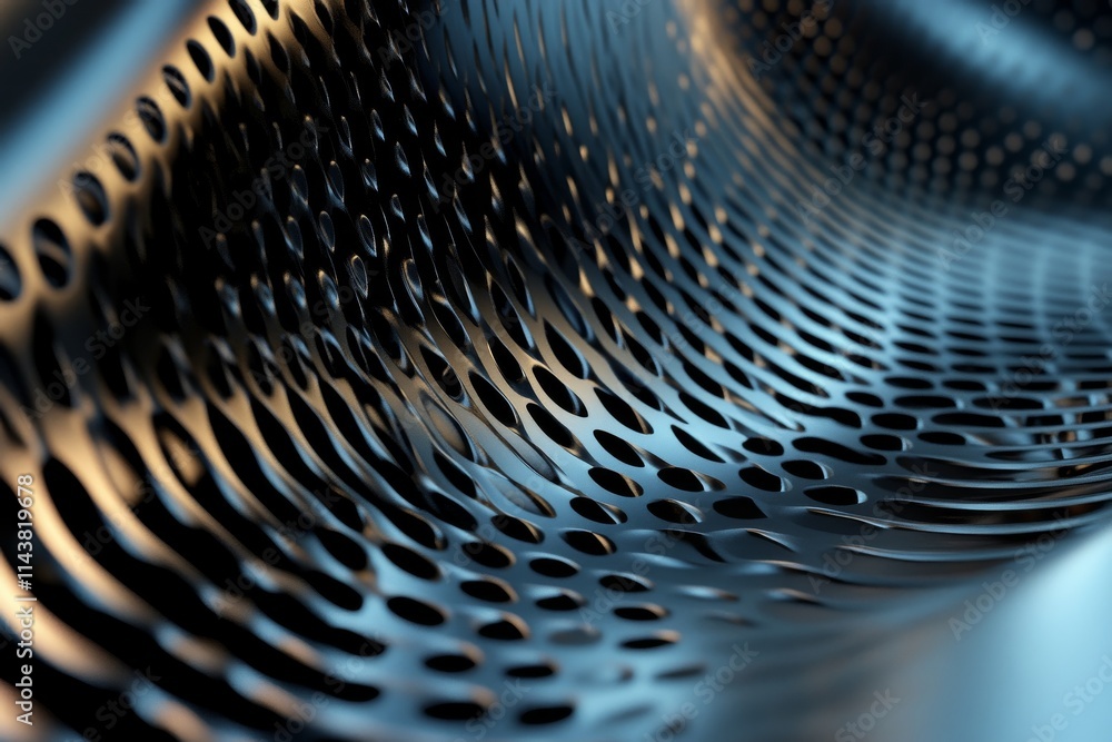 Poster intricate patterns of perforated metal create a dynamic visual effect in this close-up view of moder