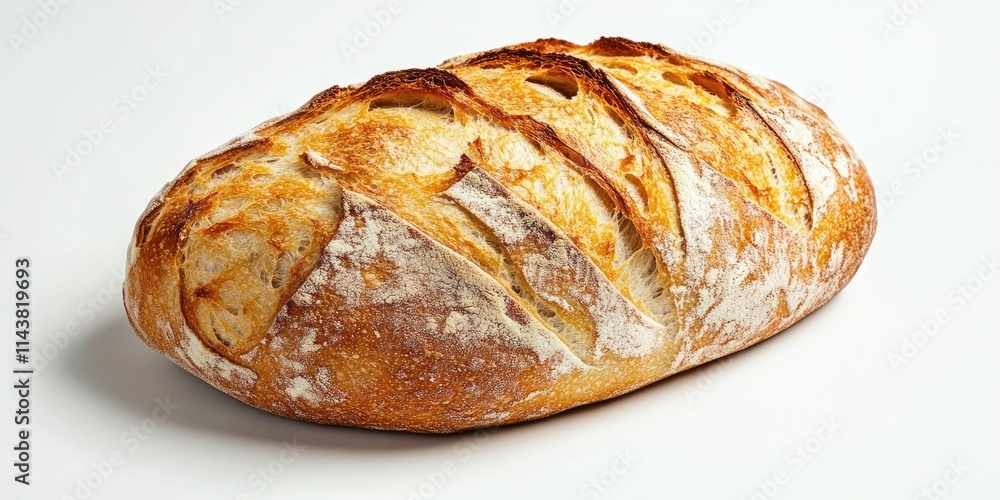 Aufkleber freshly baked crusty bread displayed in isolation, showcasing the delicious texture and golden crust