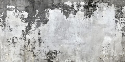 Monochrome texture featuring shades of white and gray creates a striking visual. This grunge wall texture showcases the beauty of concrete cement, emphasizing the monochrome aesthetic.
