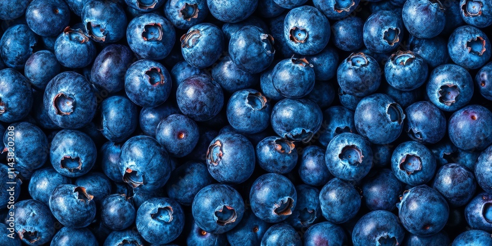Poster fresh blueberries create a delightful background in this top view image. enjoy the vibrant and tasty