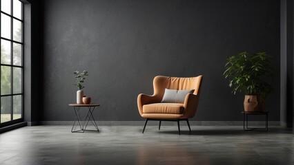 Modern Living Room Interior Design With Orange Chair