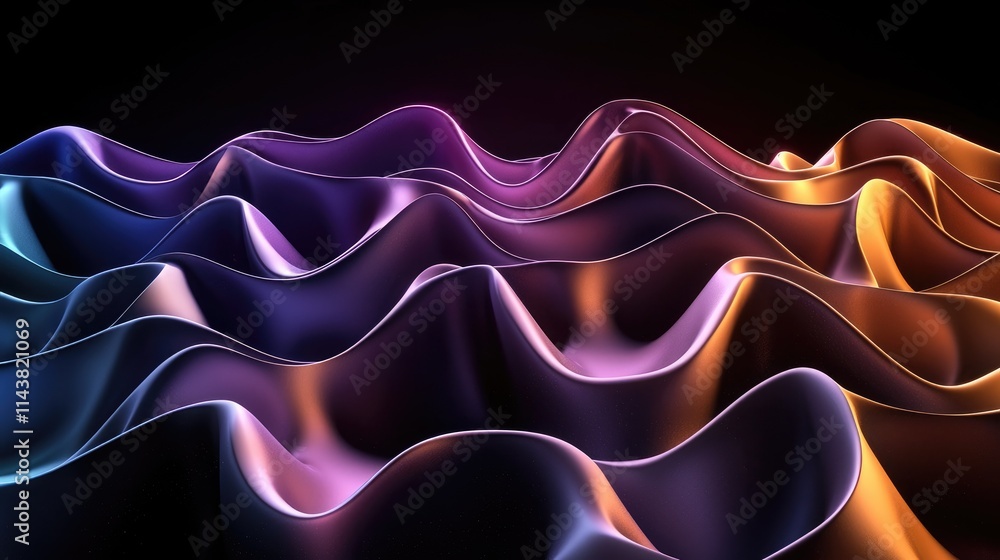 Poster dynamic waveforms display digital art abstract visuals studio high-contrast colorful movement