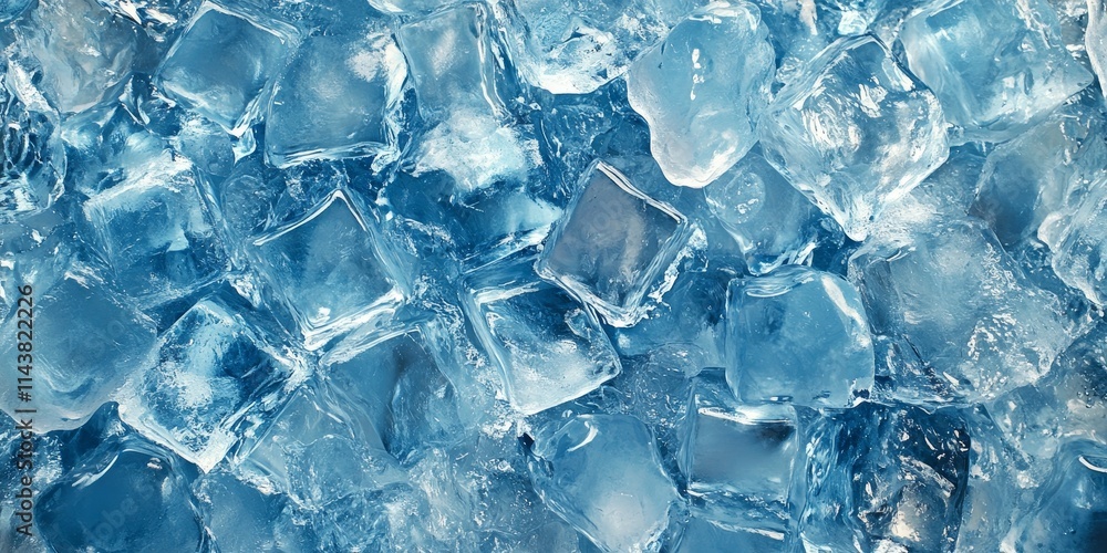 Fototapete Ice cubes background featuring a unique ice texture, perfect for showcasing the captivating details of ice cubes and the intricacies of ice texture in various design projects.