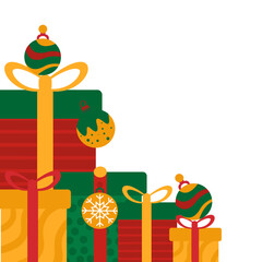 Christmas Gift Box With Ball Corner