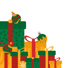 Christmas Gift Box With Ball Corner