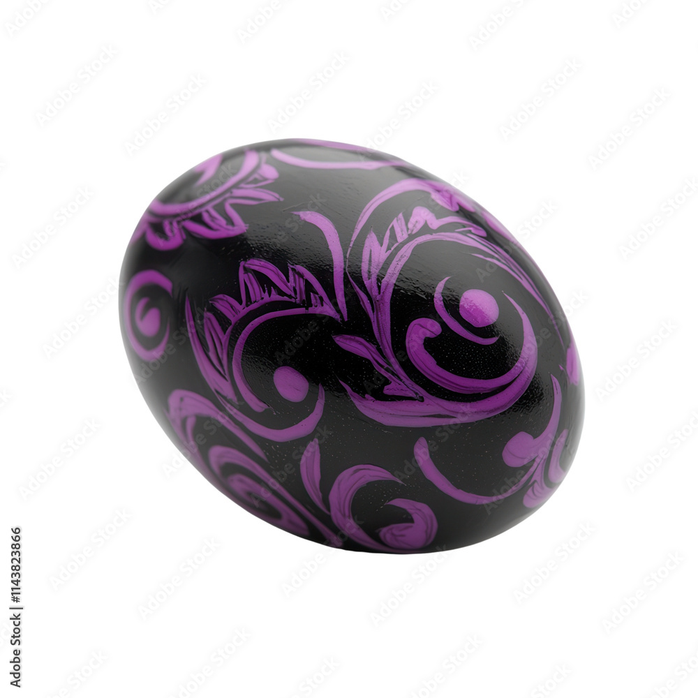 Poster a decorative, oval-shaped object featuring intricate purple patterns on a dark surface.