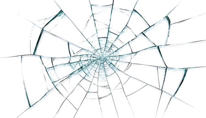 Obraz premium Photo of broken glass with cracked texture on a white background.&nbsp;