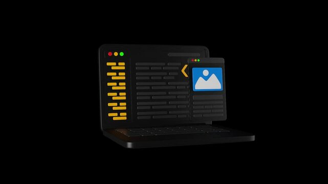 3D Animation Icon of Frond End Developer | Alpha Channel