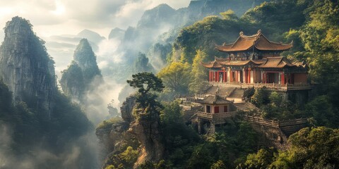 Stunning viewpoint of a temple, showcasing breathtaking scenery and captivating architecture, perfect for those seeking a serene temple experience and stunning views in nature.