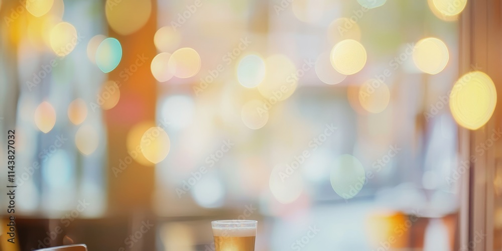 Poster defocused abstract background showcasing the vibrant ambiance of a cafe, with soft colors and blurre