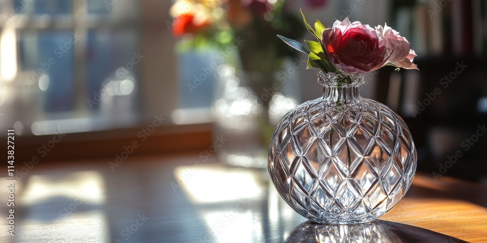 Poster seamless texture featuring the shadow of a crystal vase, showcasing geometric patterns within an int