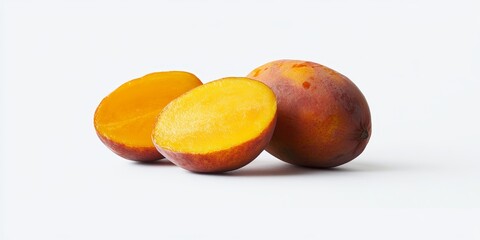 Isolated focus on ice mango kuweni, showcasing the vibrant colors and texture of ice mango kuweni against a clean white background, ideal for highlighting the unique features of ice mango kuweni.