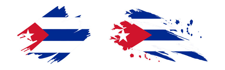 Vector illustration of Cuba flag in brush stroke effect on transparent background
