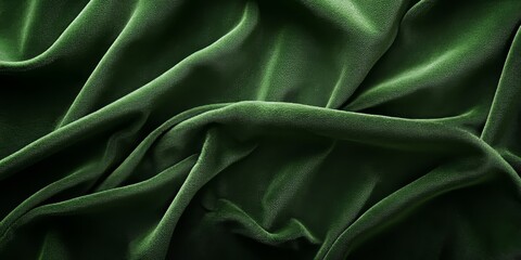 Soft and smooth green velvet fabric texture serves as an elegant background. This green fabric background provides ample space for text, showcasing the rich texture of the green velvet material.