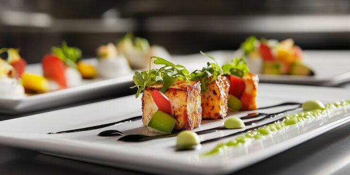 Culinary creations take center stage, showcasing exquisite masterpieces on plates that highlight the art of food presentation and the creativity behind culinary creations.