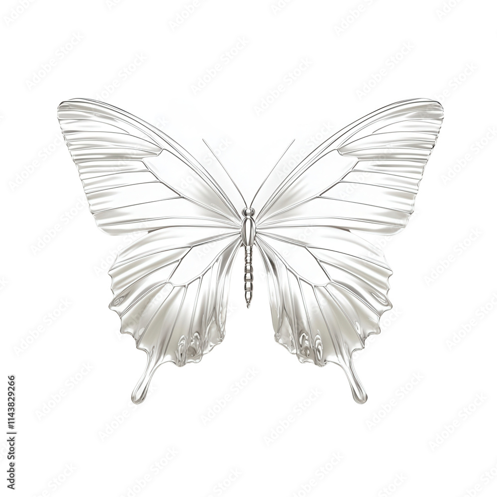 Poster a detailed, elegant butterfly design showcasing intricate wing patterns and a smooth, reflective sur