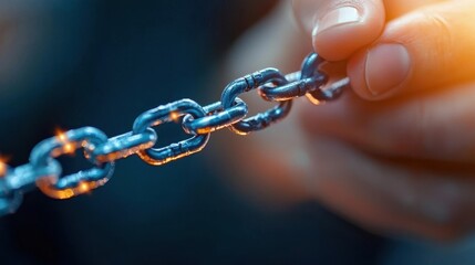 Fototapeta premium Closeup Macro Shot of Interlocked Metal Chain Links Conveying Concepts of Strength Security and Connectivity in a Minimalist Conceptual Design