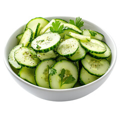 Fresh and Crisp Cucumber Salad Isolated on White Background Perfect for Healthy Eating Promotion and transparent background