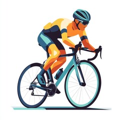 Fototapeta premium Dynamic Cyclist in Action on a Modern Racing Bicycle, Showcasing Energy and Motion in a Stylized Graphic Illustration for Sports Enthusiasts and Promotions.