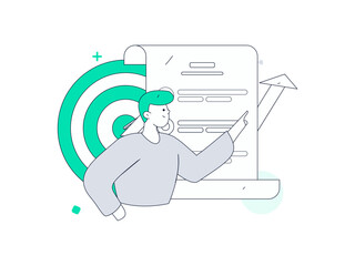 Flat vector illustration of business people operating work scene
