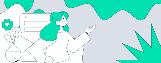 Flat vector illustration of business people operating work scene
