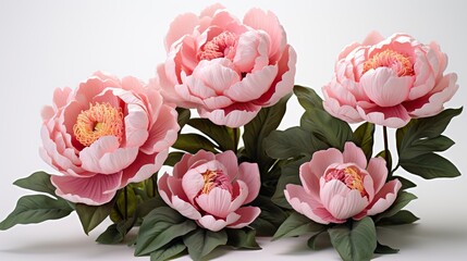 Obraz premium Set of beautiful peony flowers on white background 