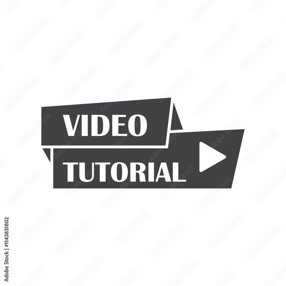 Poster play video tutorials icon in flat style. education software vector illustration on isolated backgrou