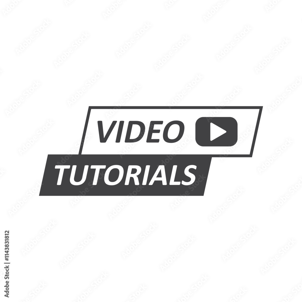 Poster play video tutorials icon in flat style. education software vector illustration on isolated backgrou